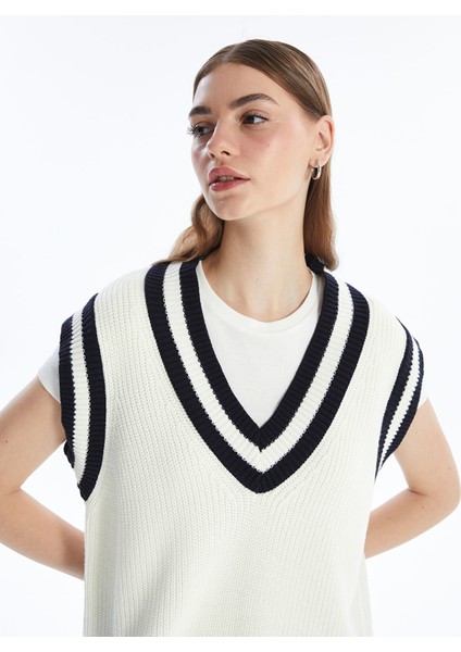 Yeni Sezon V Yaka Düz Oversize Kadın Triko Süveter indirimleri