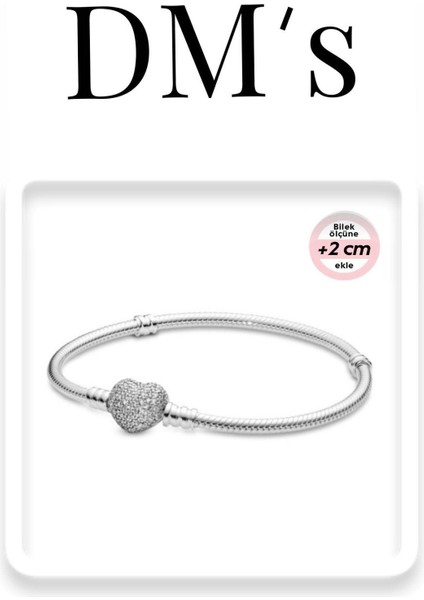 Taşlı Kalpli Gümüş Bileklik
