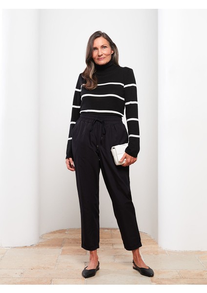 Yeni Sezon Balıkçı Yaka Çizgili Uzun Kollu Kadın Triko Kazak modelleri