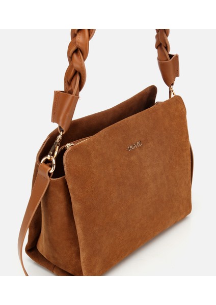 03CAH316250A340 KADIN Süet Deri Taba Örgü Askı Detaylı Omuz Çantası fırsatları