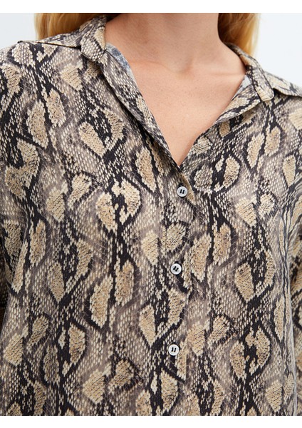 Yeni Sezon Yılan Derisi Desenli Oversize Kadın Gömlek modelleri