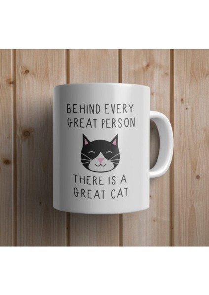 Kedi Baskılı Yazılı Kupa Bardak