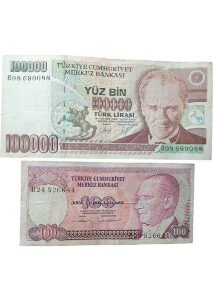 7. Emisyon 1.000.000 ve 100 Türk Lirası B Serisi Koleksiyon Kağıt Para