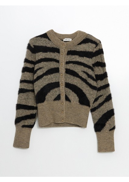 Yeni Sezon Bisiklet Yaka Desenli Kadın Triko Hırka indirimleri