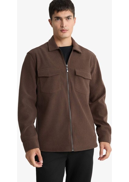 Regular Fit Polo Yaka Fitilli Kadife Gömlek Ceket modelleri