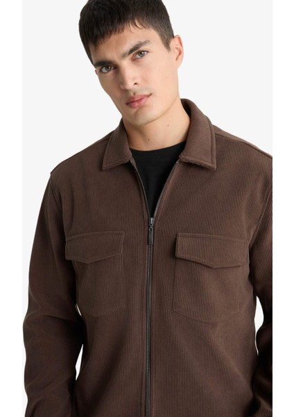 Regular Fit Polo Yaka Fitilli Kadife Gömlek Ceket fırsatları