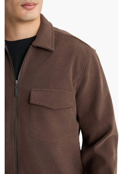 Regular Fit Polo Yaka Fitilli Kadife Gömlek Ceket indirimleri