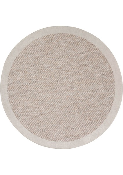 Pratico Bej Yuvarlak Halı Sisal Görünümlü Yumuşak Dijital Baskı Yıkanabilir Kaymaz Mutfak Halısı