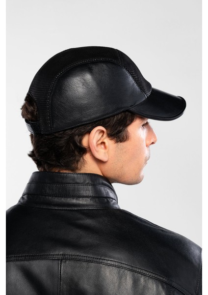 Erkek Hakiki Deri Siyah Beyzbol Şapka 524 1138 Spk SK24-25 Sıyah Dr/bsk modelleri