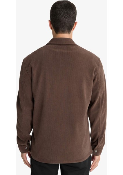 Regular Fit Polo Yaka Fitilli Kadife Gömlek Ceket