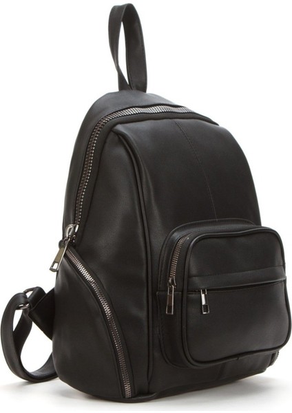 Kadın Vegan Deri Sırt Çantası - Siyah - NEW359