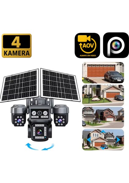 Z7PRO Dual Solar Güvenlik Kamerası AOV 4G Sim Kartlı PTZ Hareketli Gece Görüşlü Güneş Panelli Kamera modelleri