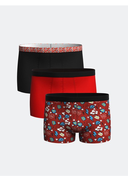 Yeni Sezon Standart Kalıp Pamuklu Esnek Erkek Boxer 3'lü
