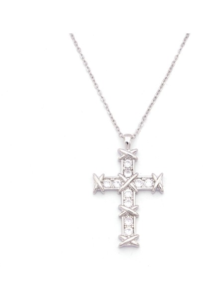 Çelik Kolye - Haç Kolye - Paslanmaz Çelik Kadın Kolye KLY-642