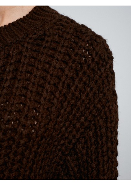 60960 Cep Detaylı Örgü Triko Hırka-Koyu Kahve fırsatları