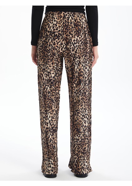 Yeni Sezon Beli Lastikli Leopar Desenli Kadın Pantolon fırsatları