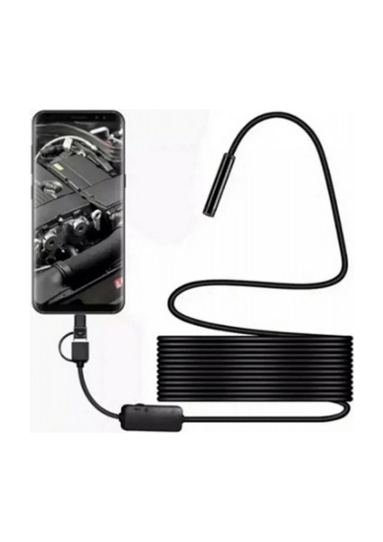 Endoskop Yılan Video Kamera Led’li 10 Metre 7 mm Sert Kablo