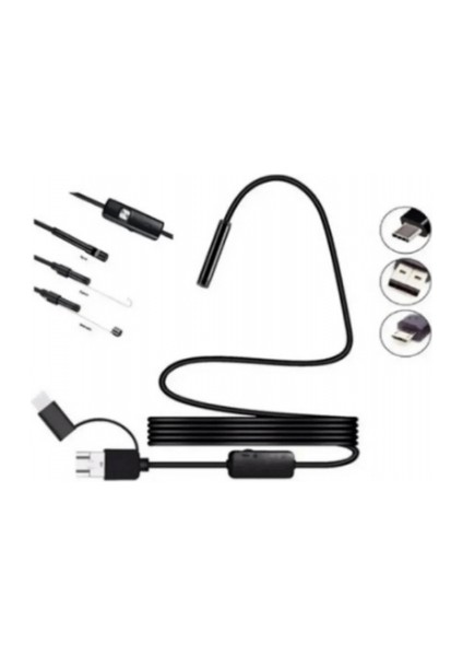 Endoskop Yılan Video Kamera Led’li 10 Metre 7 mm Sert Kablo fırsatları