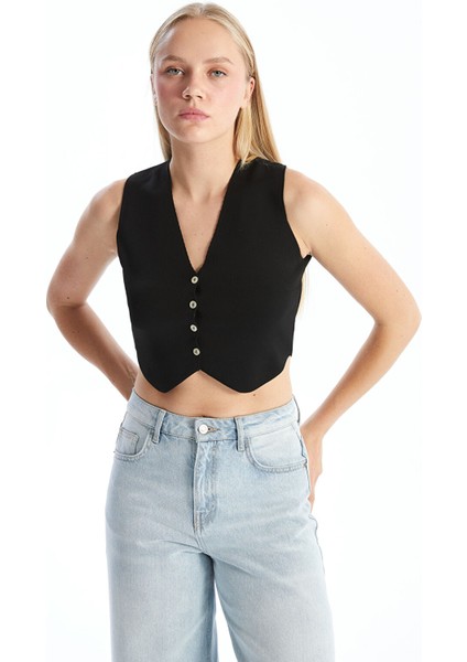 Yeni Sezon V Yaka Kadın Triko Yelek