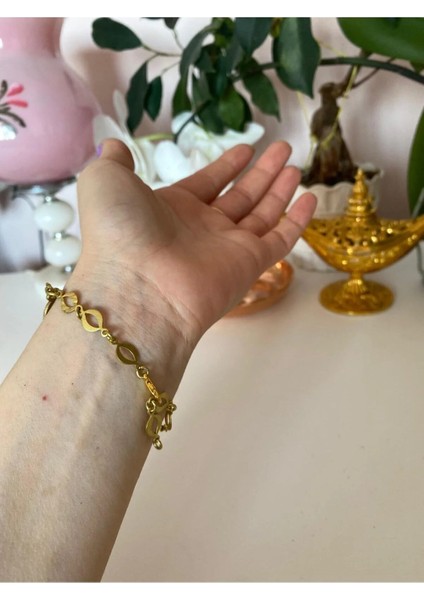 Kırmızı Mineli Pirinç Bileklik