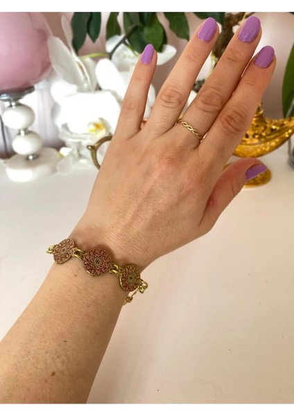 Kırmızı Mineli Pirinç Bileklik fiyatları