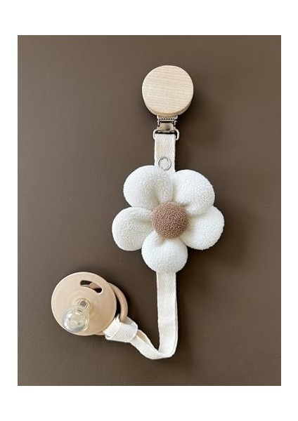 Bebek Emzik Askısı/emzik Askılığı - Papatya Desenli, Güvenli Klipsli (Beyaz) modelleri