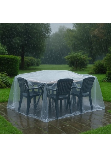 Köşeli Masa Naylonu Bahçe Mobilya Koruma Örtüsü, Masa Takımı Naylonu Su Geçirmez 240X165 cm