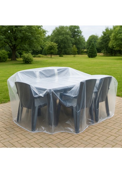Köşeli Masa Naylonu Bahçe Mobilya Koruma Örtüsü, Masa Takımı Naylonu Su Geçirmez 240X165 cm