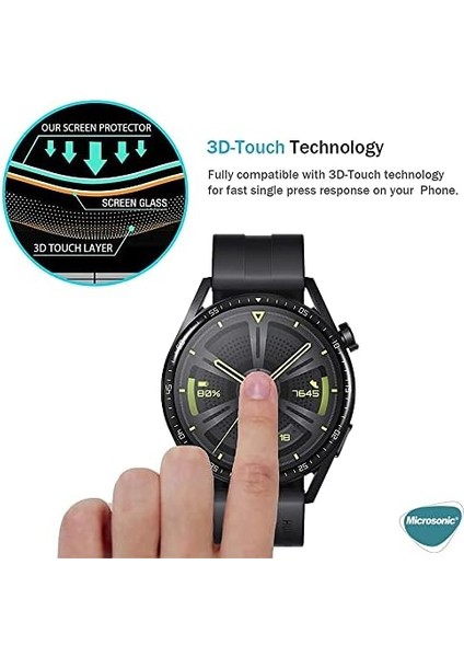 Gt3 46MM Tam Kaplayan Temperli Cam Full Ekran Koruyucu Siyah modelleri