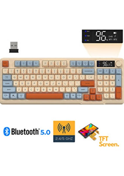 Freewolf M96 2.4g Bt5.0 Çift Bağlantılı Membran Oyun Klavyesi RGB Özellikli