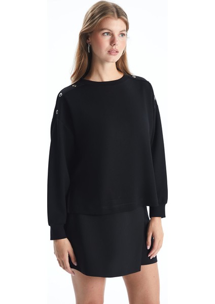 Yeni Sezon Bisiklet Yaka Oversize Kadın Sweatshirt