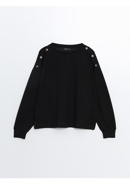 Yeni Sezon Bisiklet Yaka Oversize Kadın Sweatshirt indirimleri