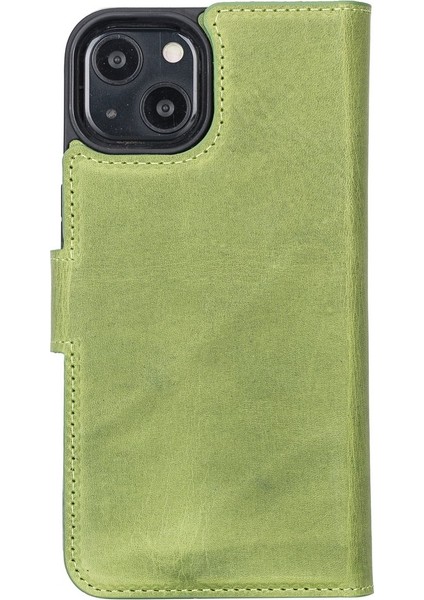 Apple iPhone 13 Uyumlu Deri Cüzdanlı Kılıf Antik Yeşil modelleri