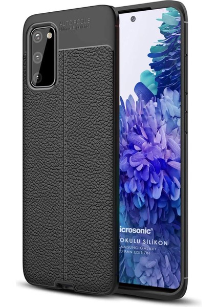 Galaxy S20 Fe Için Kılıf Deri Dokulu Silikon Siyah [galaxy S20 Fe ile Uyumlu Kılıf - Siyah]