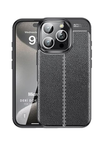 16 Pro Max Kılıf Deri Dokulu Silikon Siyah [ 16 Pro Max ile Uyumlu Kılıf - Siyah] fiyatları
