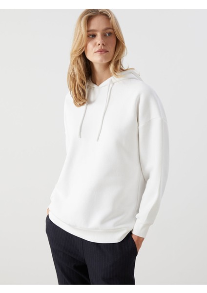 Yeni Sezon Kapüşonlu Düz Oversize Kadın Kalın Sweatshirt Tunik