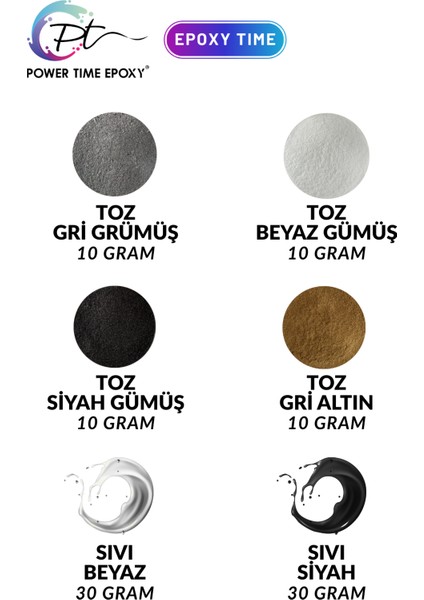 6'lı Epoksi Pigment Boya Seti Dark / Epoksi Için / 4 Adet Toz Sedefli - 2 Adet Sıvı Opak-Transparan fiyatları