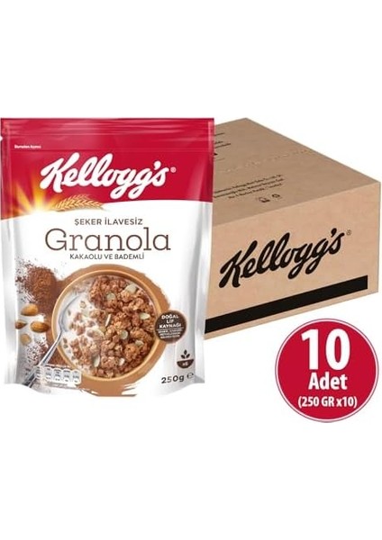 Kellogg&apos;s Şeker Ilavesiz Granola Kakao ve Bademli 250 x 10 Adet fiyatları