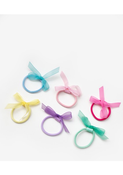 Çok Renkli Fiyonk Detaylı 6'lı Lastik Toka Set