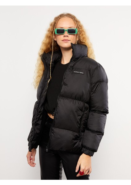 Yeni Sezon Dik Yaka Baskılı Uzun Kollu Kadın Şişme Mont fiyatları