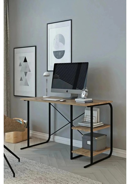 Çalışma Masası Metal Bilgisayar Laptop Masası 2 Raflı Ders Çalışma Ofis Masası