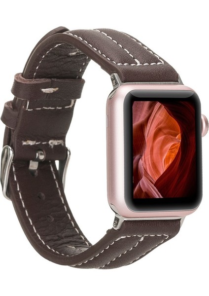 Apple Watch Uyumlu Deri Kordon 42-44-45MM Nm3-As3 Kahve