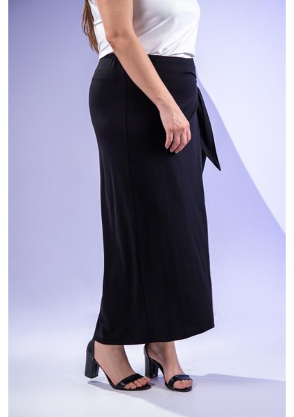Kadın 3330332 Yan Bağlamalı Siyah Etek