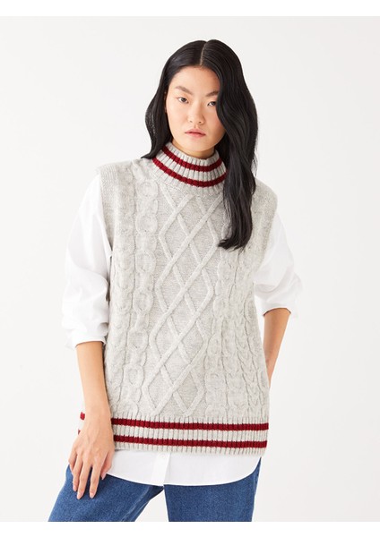 Yeni Sezon Yarım Balıkçı Yaka Desenli Kadın Triko Süveter fiyatları