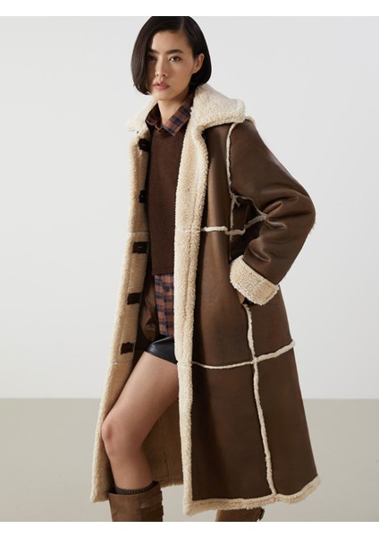 Yeni Sezon Ceket Yaka Çift Taraflı Kadın Kaban