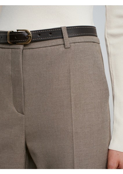 72208 Kemerli Melanjlı Kumaş Pantolon-Taş fırsatları