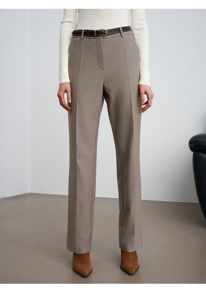 72208 Kemerli Melanjlı Kumaş Pantolon-Taş indirimleri