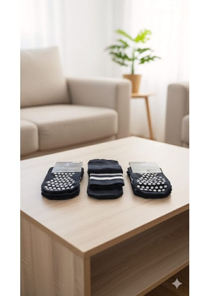 ; Abs Baskılı (Kaymaz Taban) Kısa Tenis Çorap 36-39 3'lü Paket