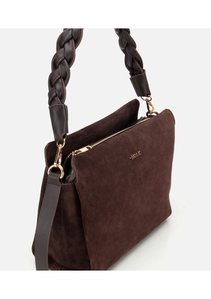 03CAH316250A480 KADIN Süet Deri Kahverengi Örgü Askı Detaylı Omuz Çantası fırsatları