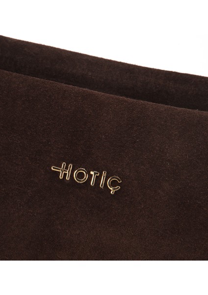 03CAH316250A480 KADIN Süet Deri Kahverengi Örgü Askı Detaylı Omuz Çantası